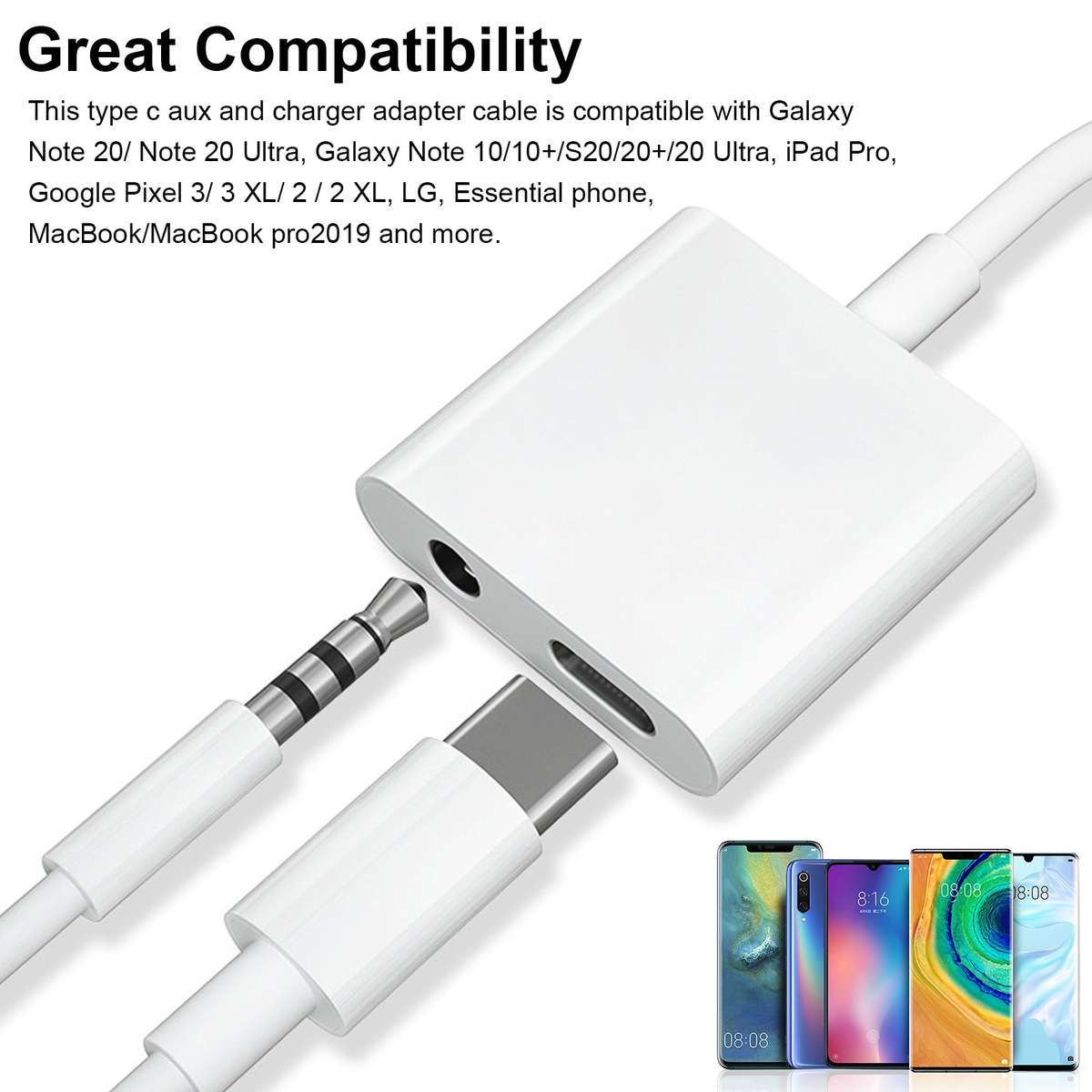 Moxom MX-AX19 Type C To 3.5mm + Charge Adapter