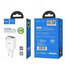HOCO C39A Digital Display Dual USB Wall Charger EU Plug Adapter for Phone - white