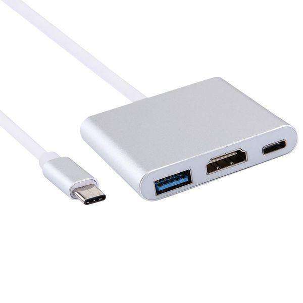 Aluminum Usb-c to Hdmi 3.1 Converter HDMI/USB 3.0/TypeC For macbook- SIlver
