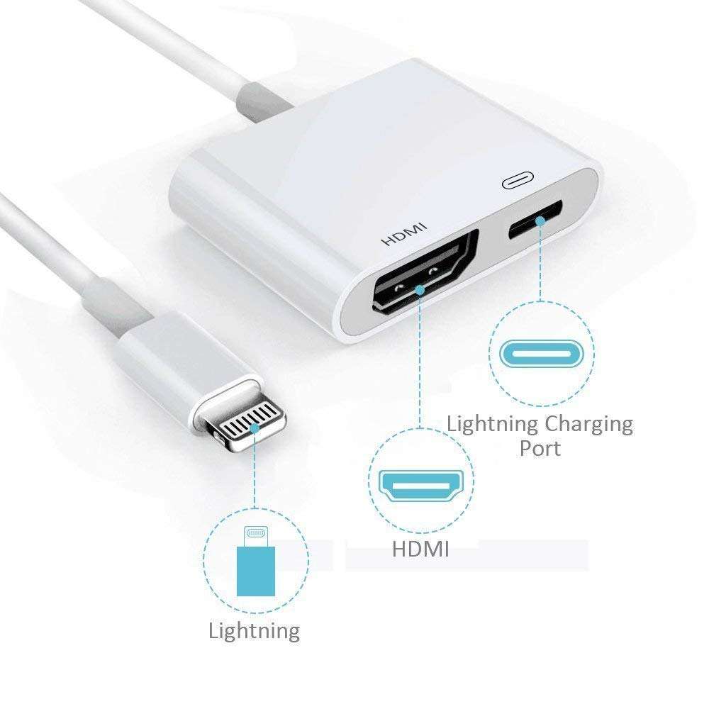 Iphone Digital AV to HDMI Adapter with Lighting Charging Port For HDTV Monitor Projector 1080P Fo...