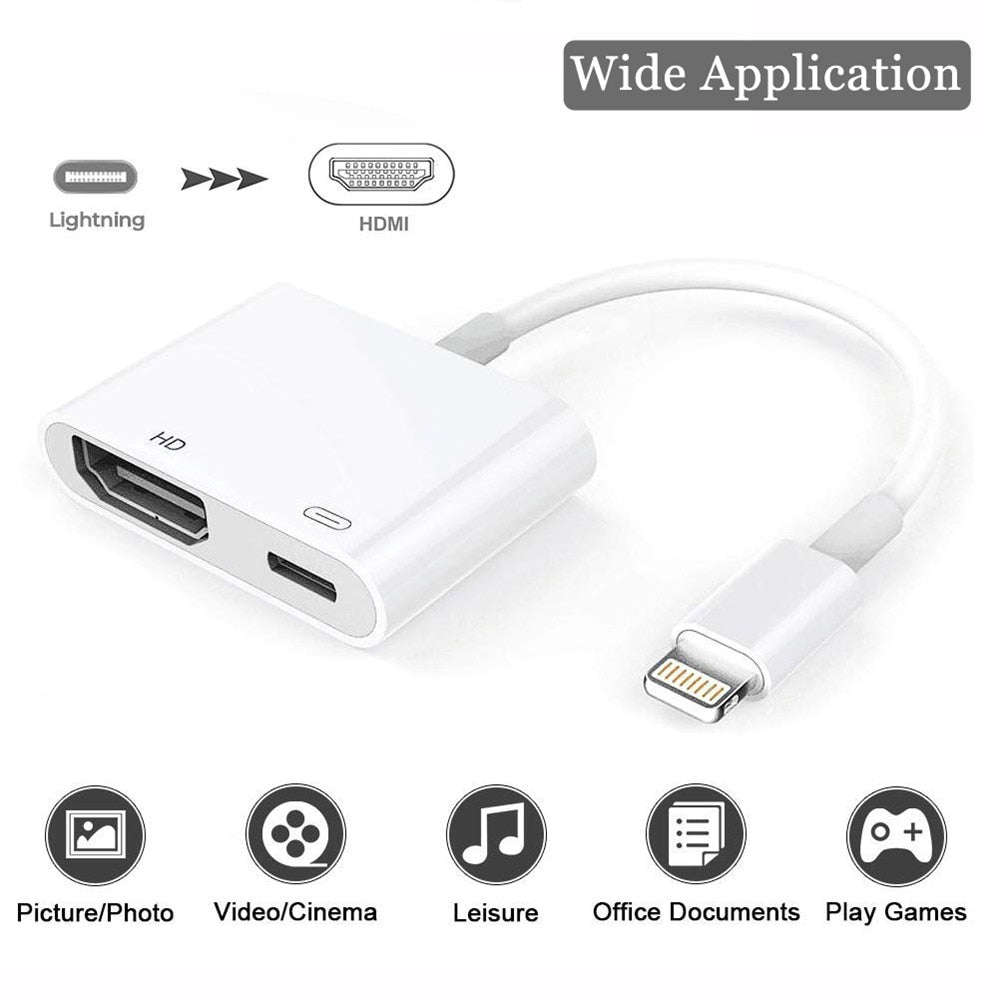 Iphone Digital AV to HDMI Adapter with Lighting Charging Port For HDTV Monitor Projector 1080P Fo...