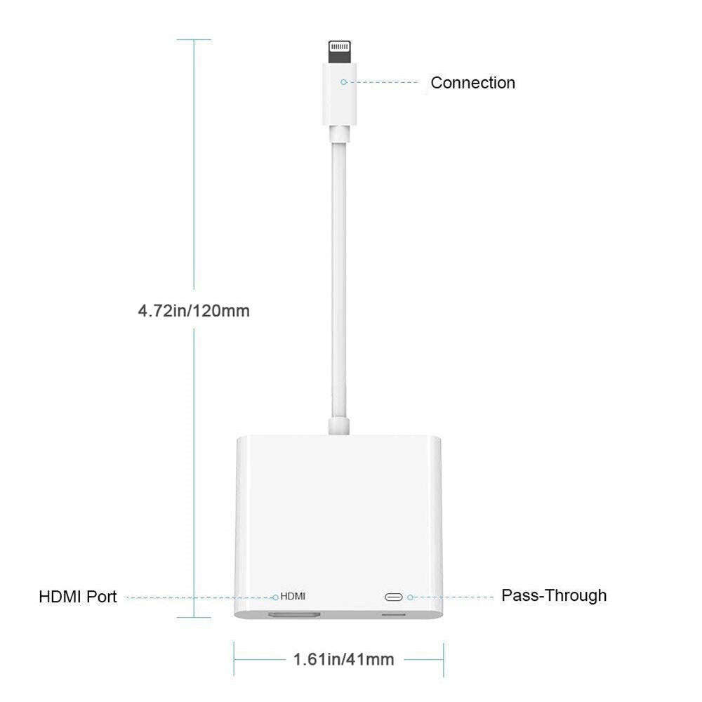 Iphone Digital AV to HDMI Adapter with Lighting Charging Port For HDTV Monitor Projector 1080P Fo...
