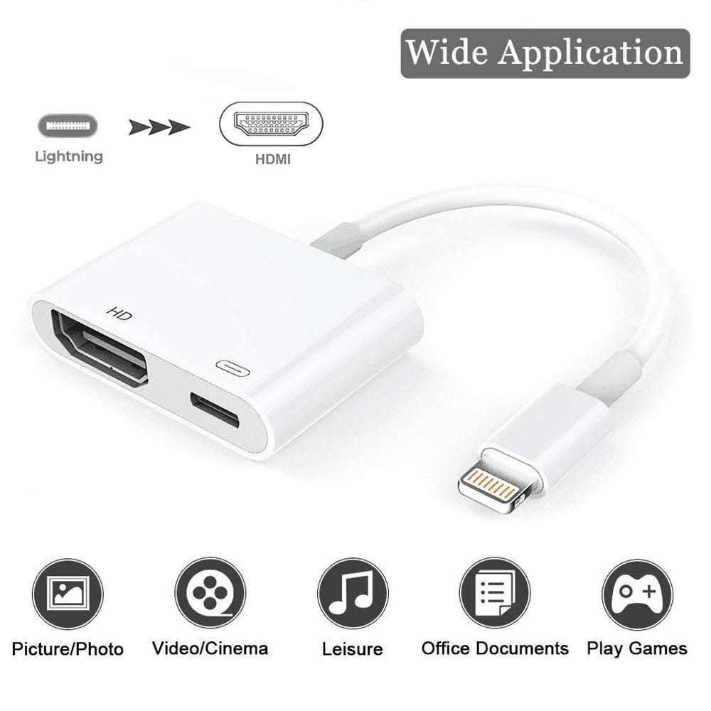 Iphone Digital AV to HDMI Adapter with Lighting Charging Port For HDTV Monitor Projector 1080P Fo...