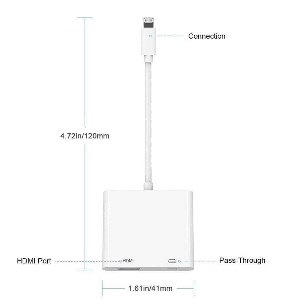 Iphone Digital AV to HDMI Adapter with Lighting Charging Port For HDTV Monitor Projector 1080P Fo...