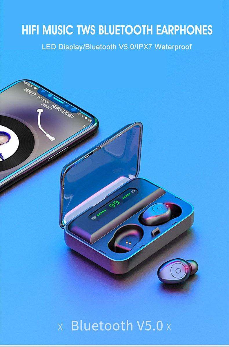 Bluetooth 5.0 Earphones TWS F9 5.0V  Stereo Noise Cancelling Gaming Earbuds