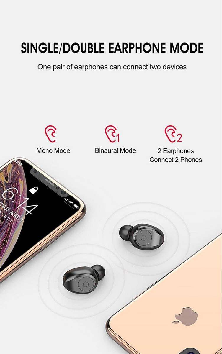 Bluetooth 5.0 Earphones TWS F9 5.0V  Stereo Noise Cancelling Gaming Earbuds