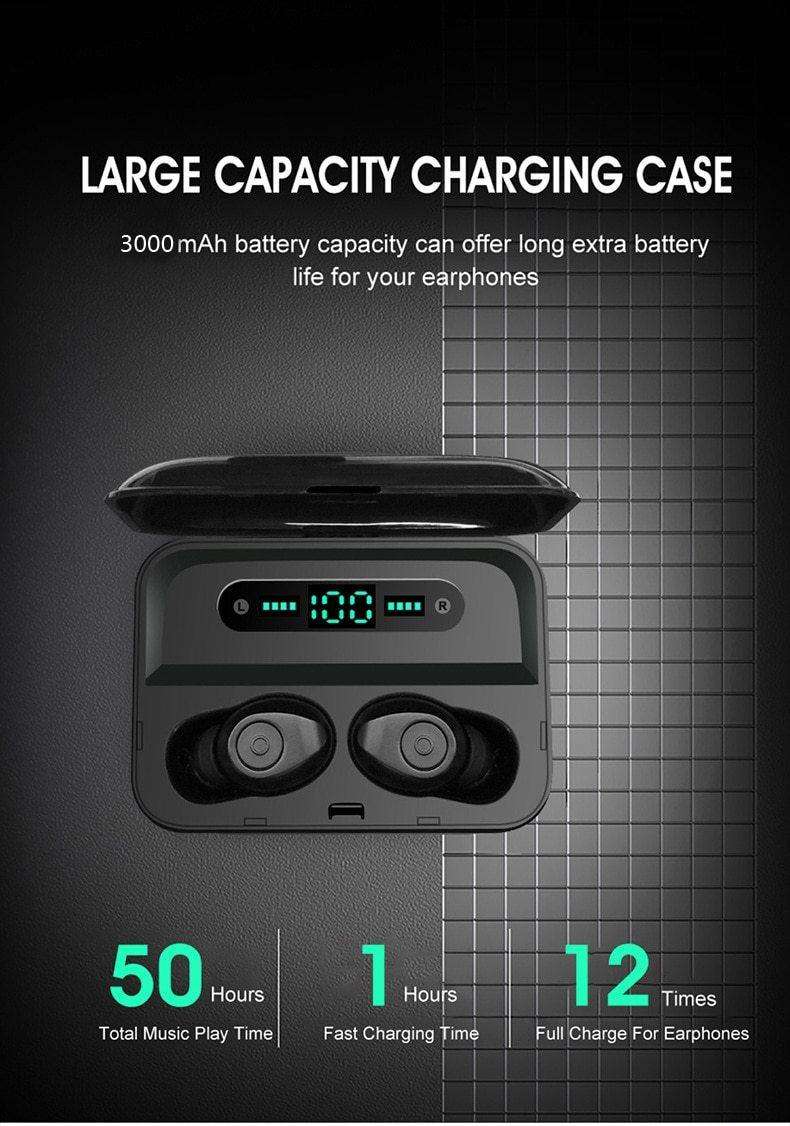 Bluetooth 5.0 Earphones TWS F9 5.0V  Stereo Noise Cancelling Gaming Earbuds