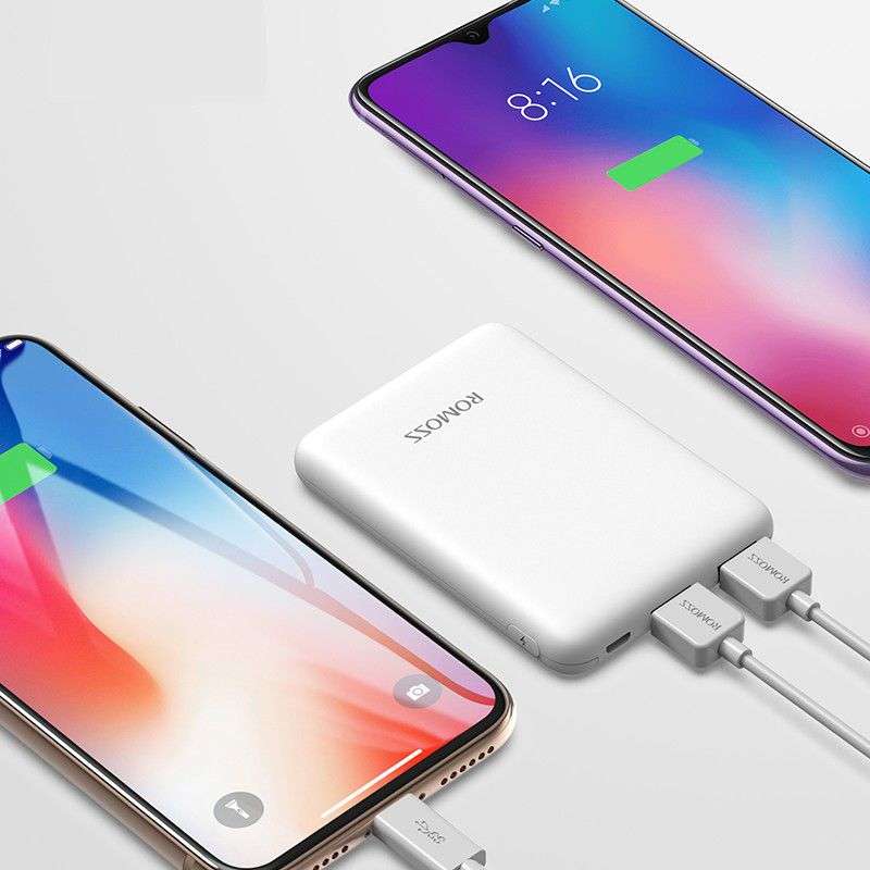 Romoss Mini Powerbank Pure 5 5000mAh Input Micro USB Output 2 x USB White Power Bank