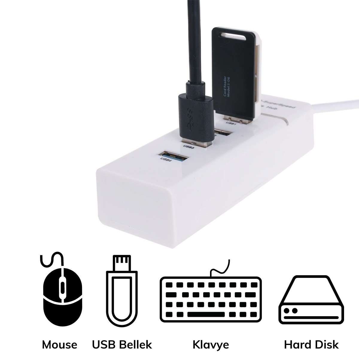 USB 3.0 Hub With 4 Ports - White
