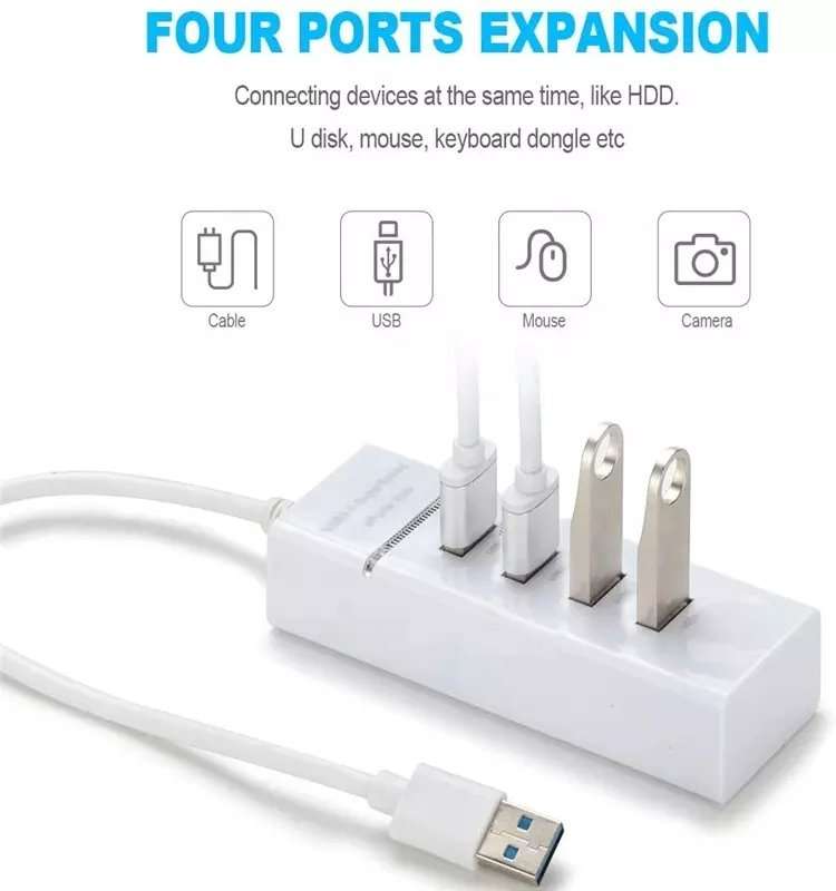 USB 3.0 Hub With 4 Ports - White