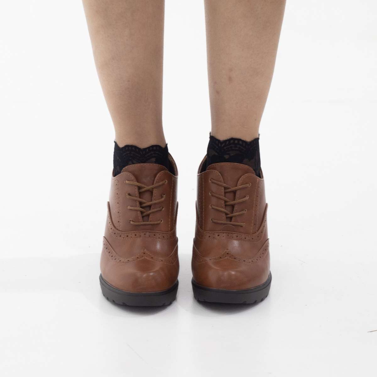 Tahita desert lace up 9cm high heel tan