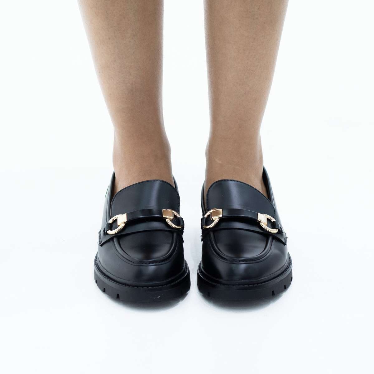 Juliana gold trim brogue shoe black
