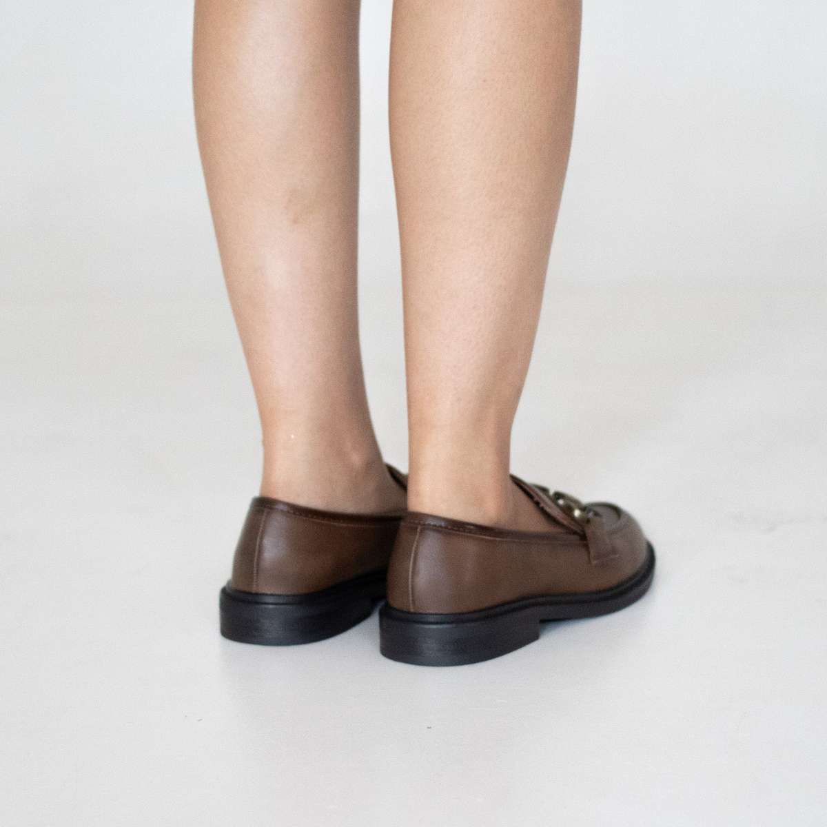 Simba gold trim brogue slip-on pu tan