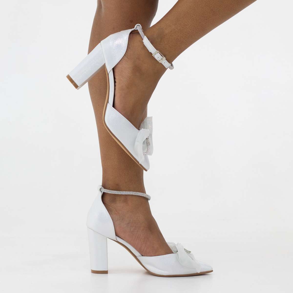 Tori SATIN 9cm heel with netted trim court shoe
