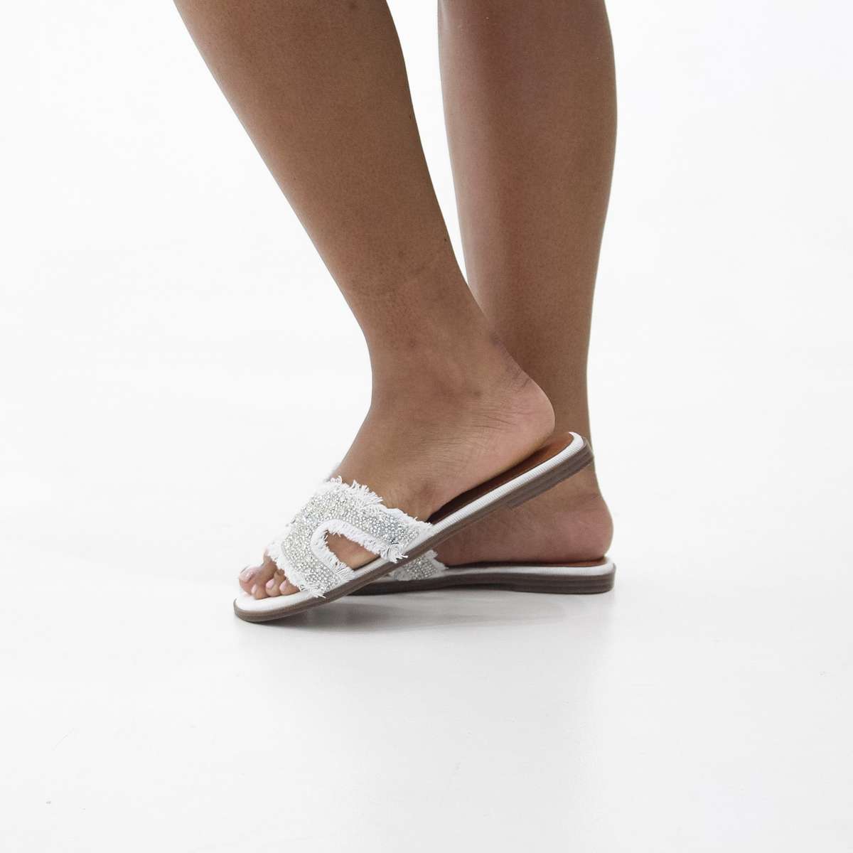 Milana one band first class denim mat flat sandal