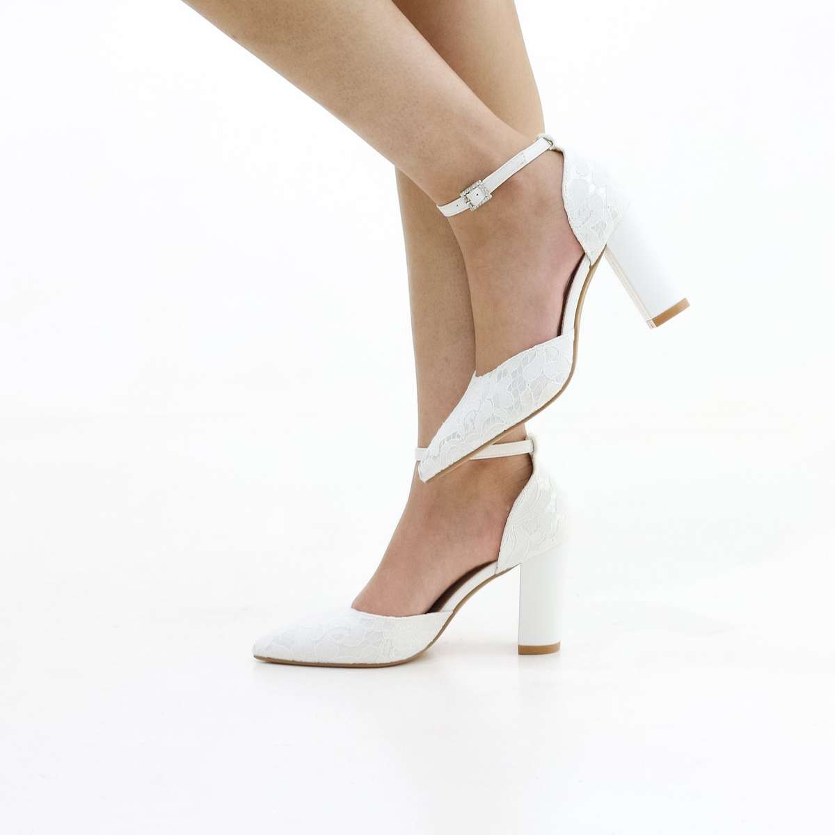 Misty block 9cm heel open waist cross over belts glitter pu