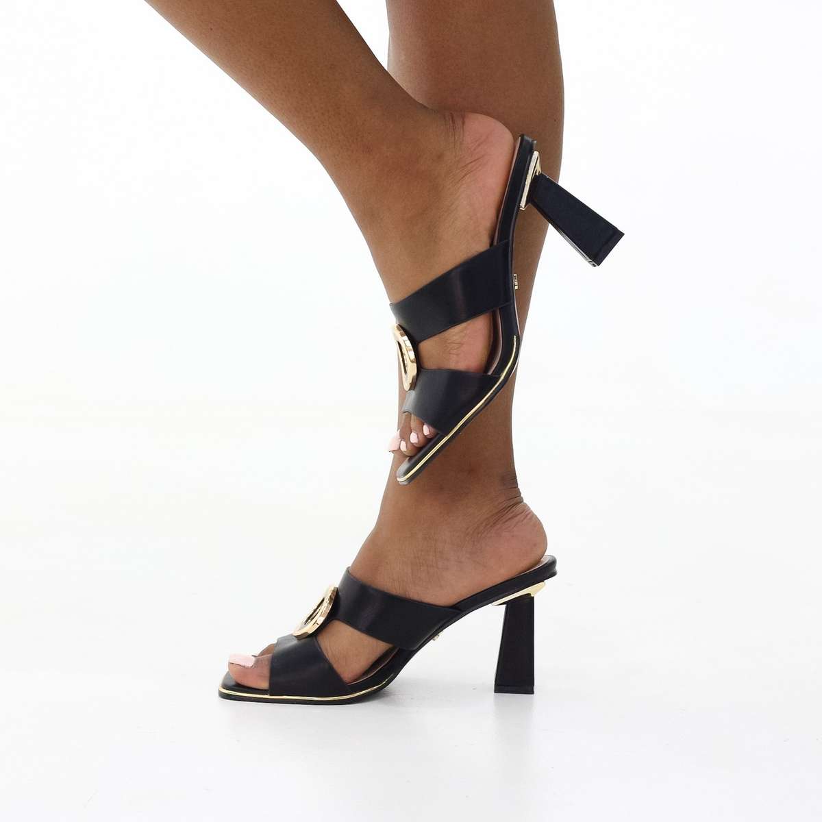 Ekko block 8 cm heel slide with trim