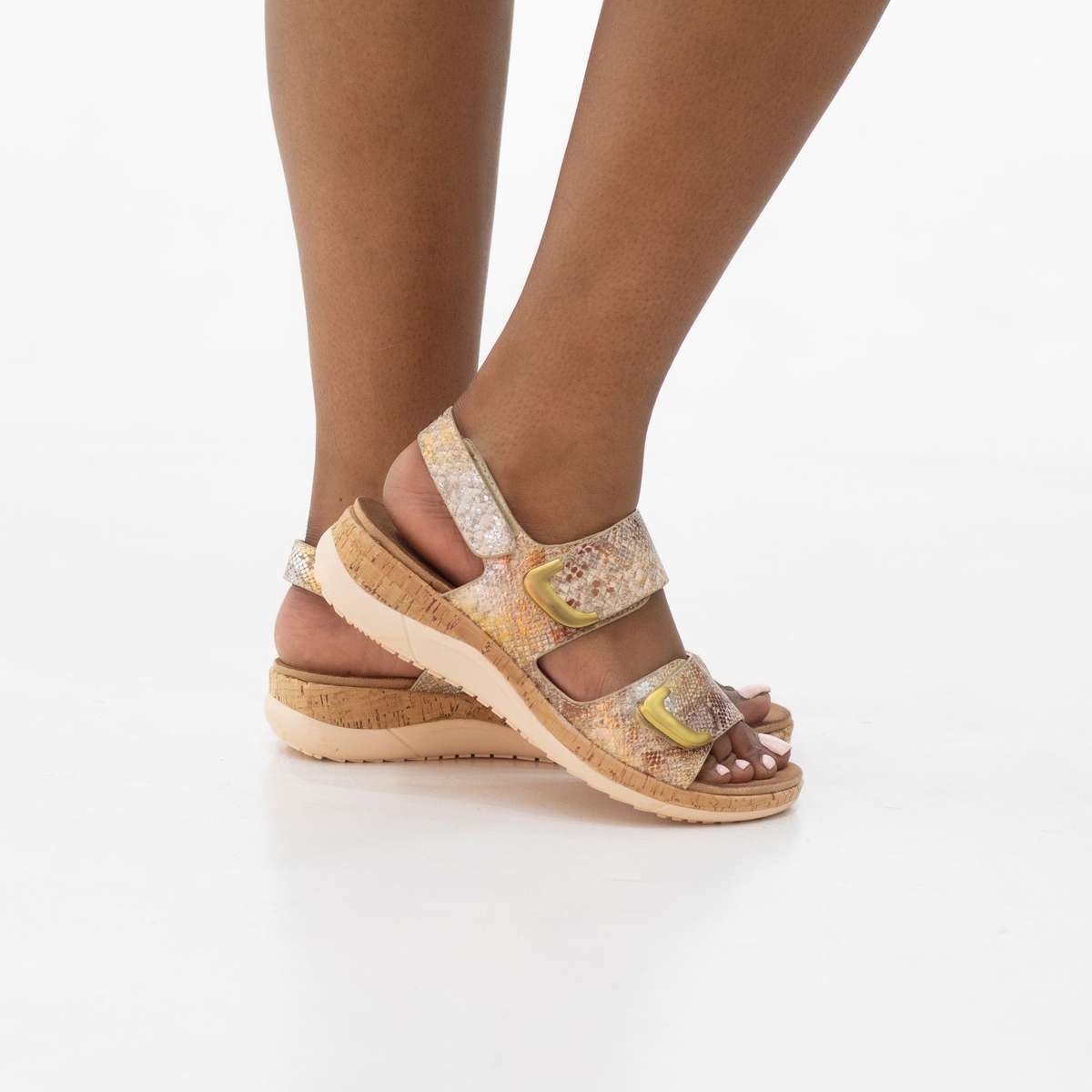 Rafia comfort valcro 2 cm heel band snake sandal