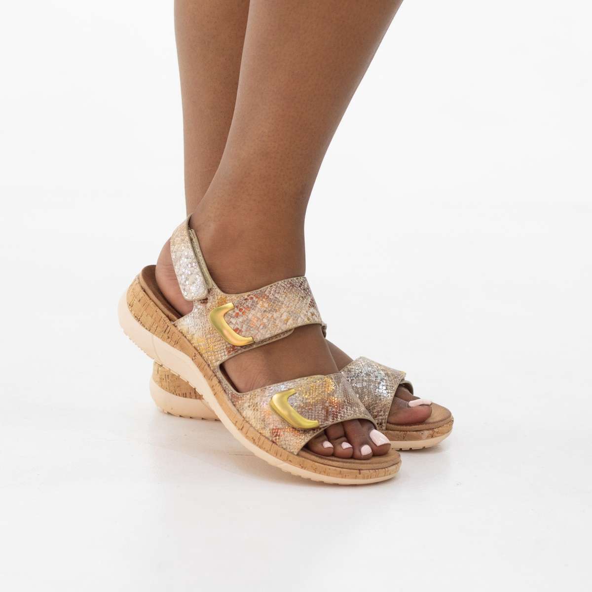 Rafia comfort valcro 2 cm heel band snake sandal