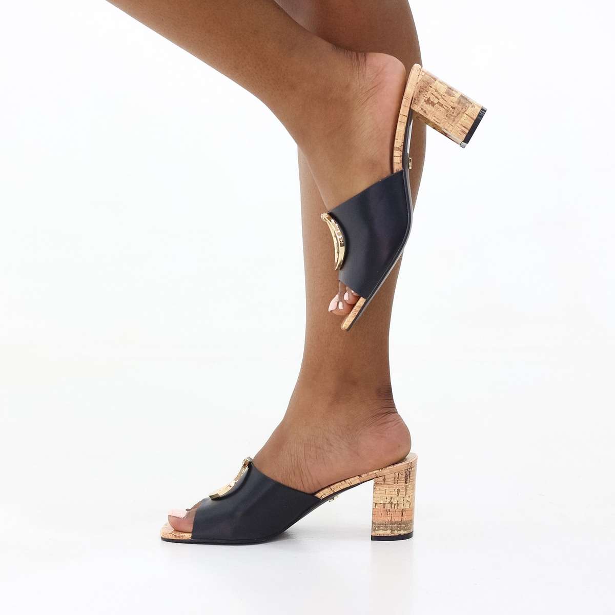 Salt block 6.5 cm heel slide with circle trim