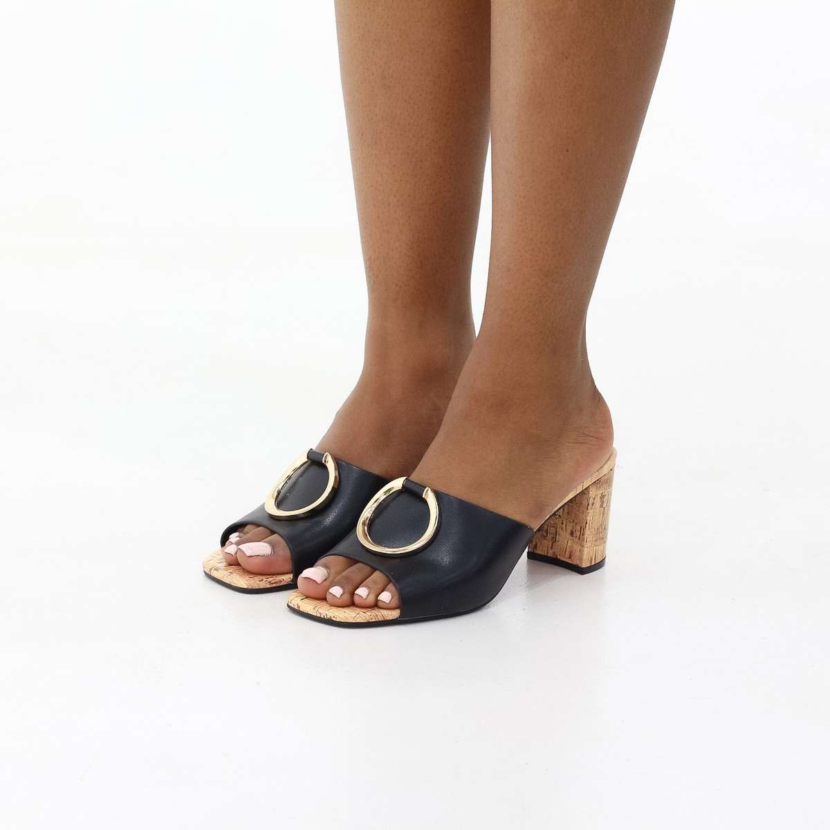Salt block 6.5 cm heel slide with circle trim