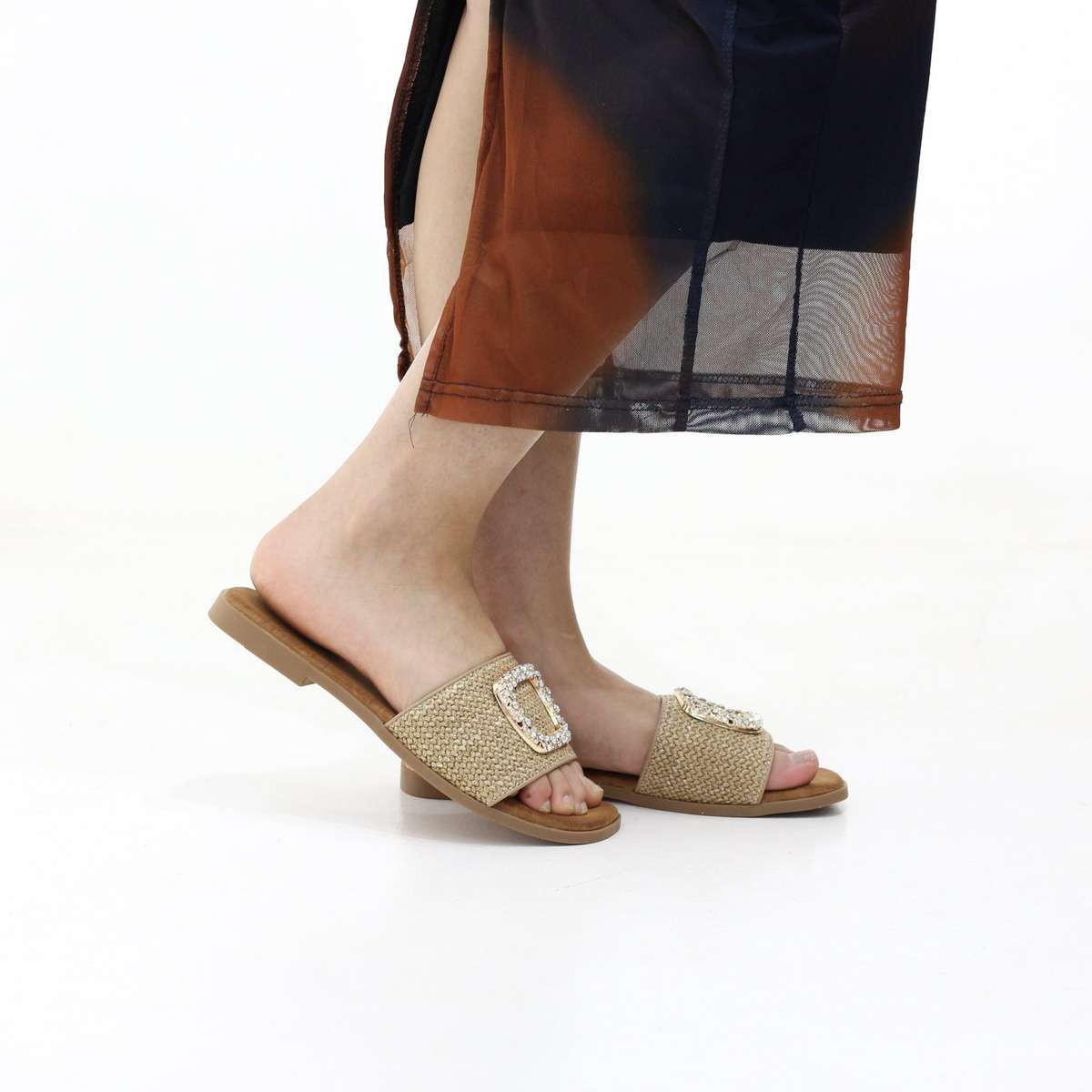 Rain slip-on embellished flat sandals