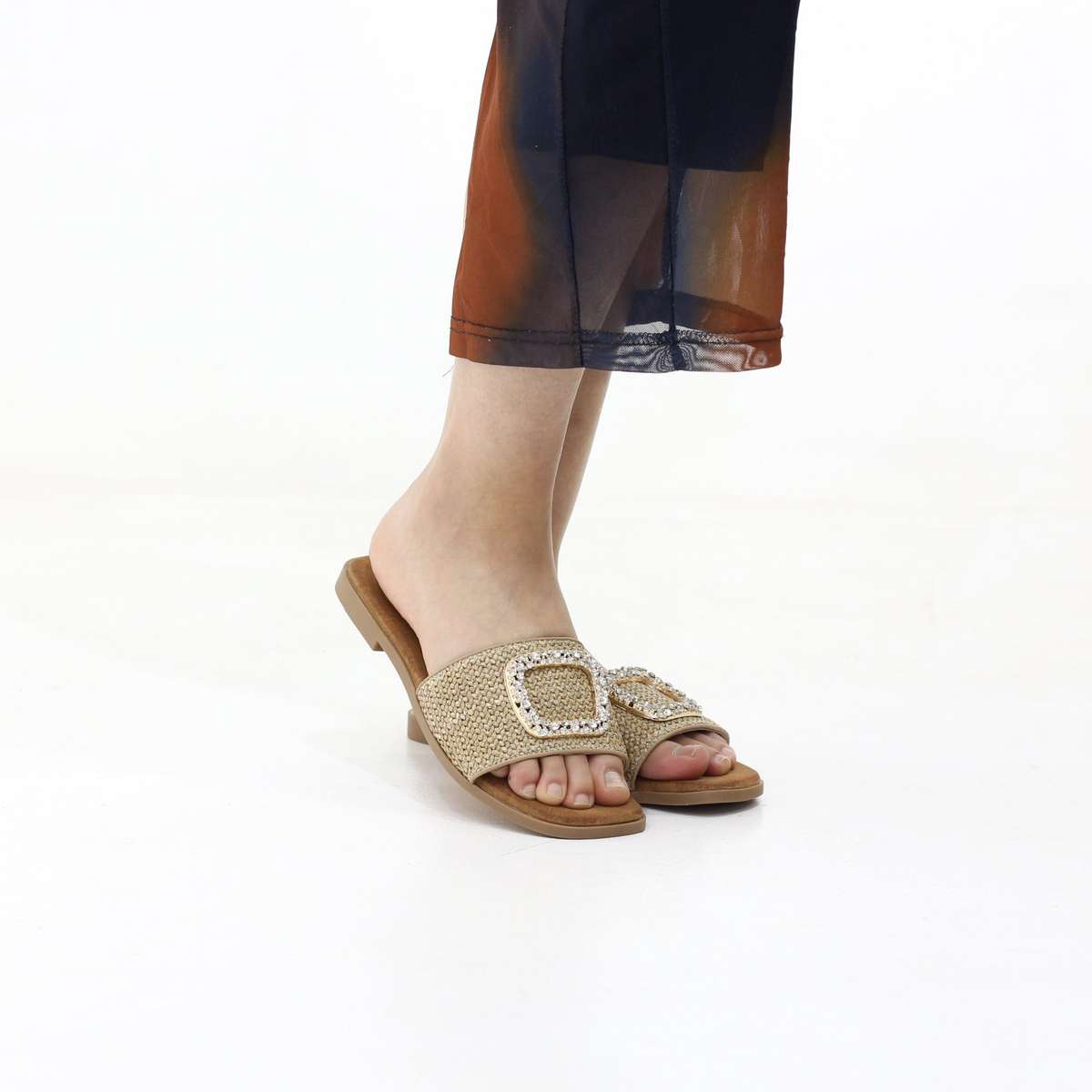 Rain slip-on embellished flat sandals