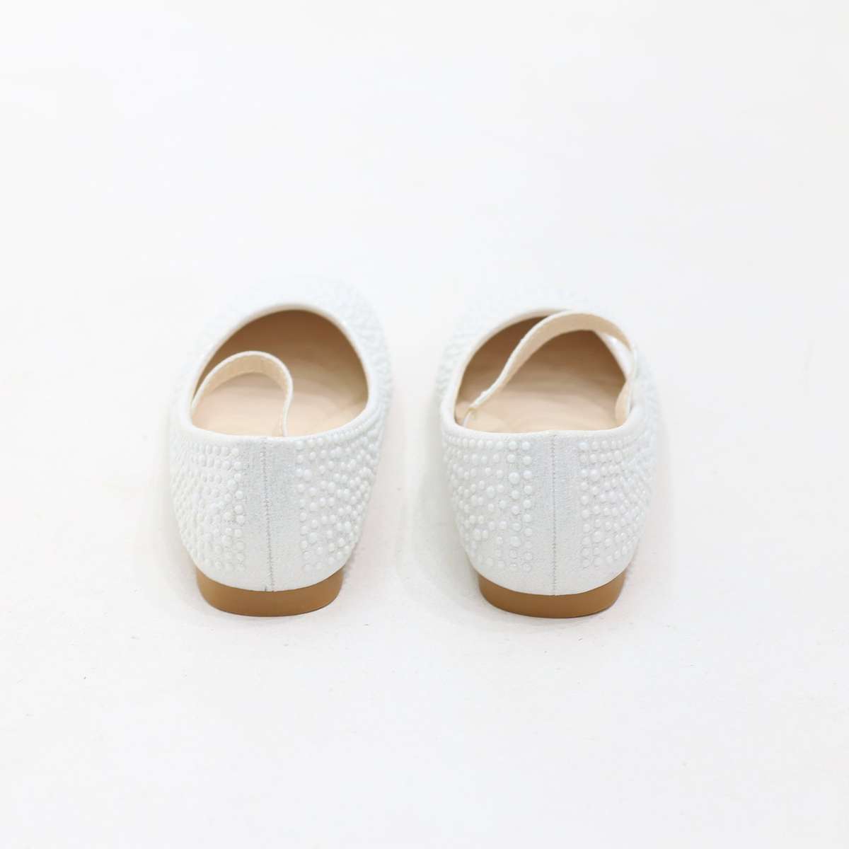 Zaley pearl-detailed girls ballet flats with ankle strap