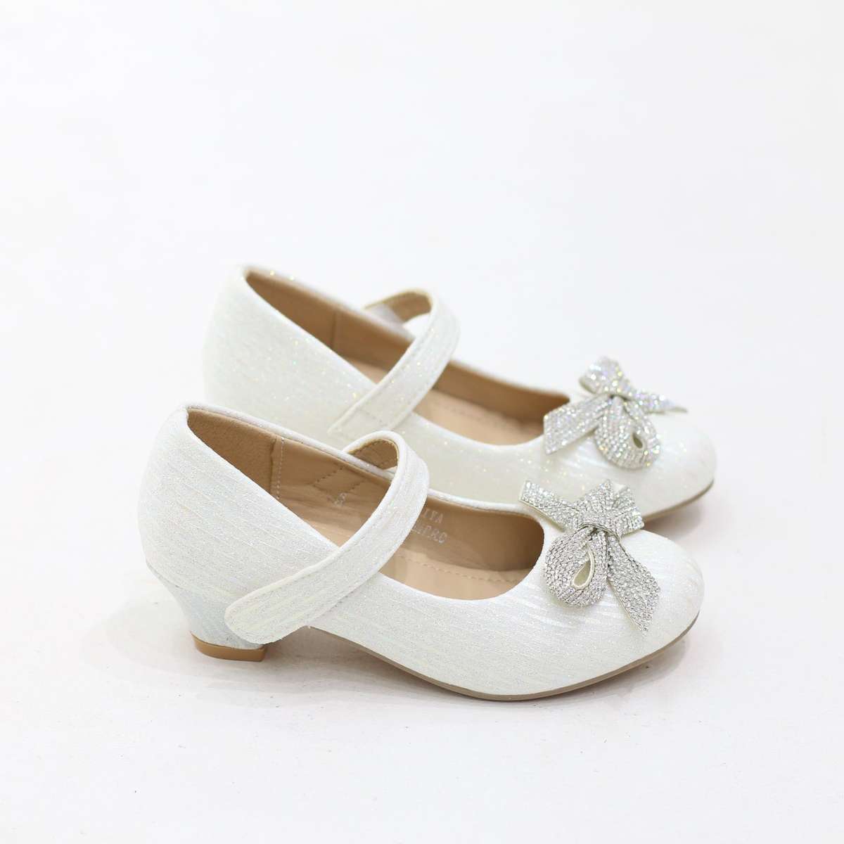 Aviya elegant girls bow-detail glossy kitten heel pumps
