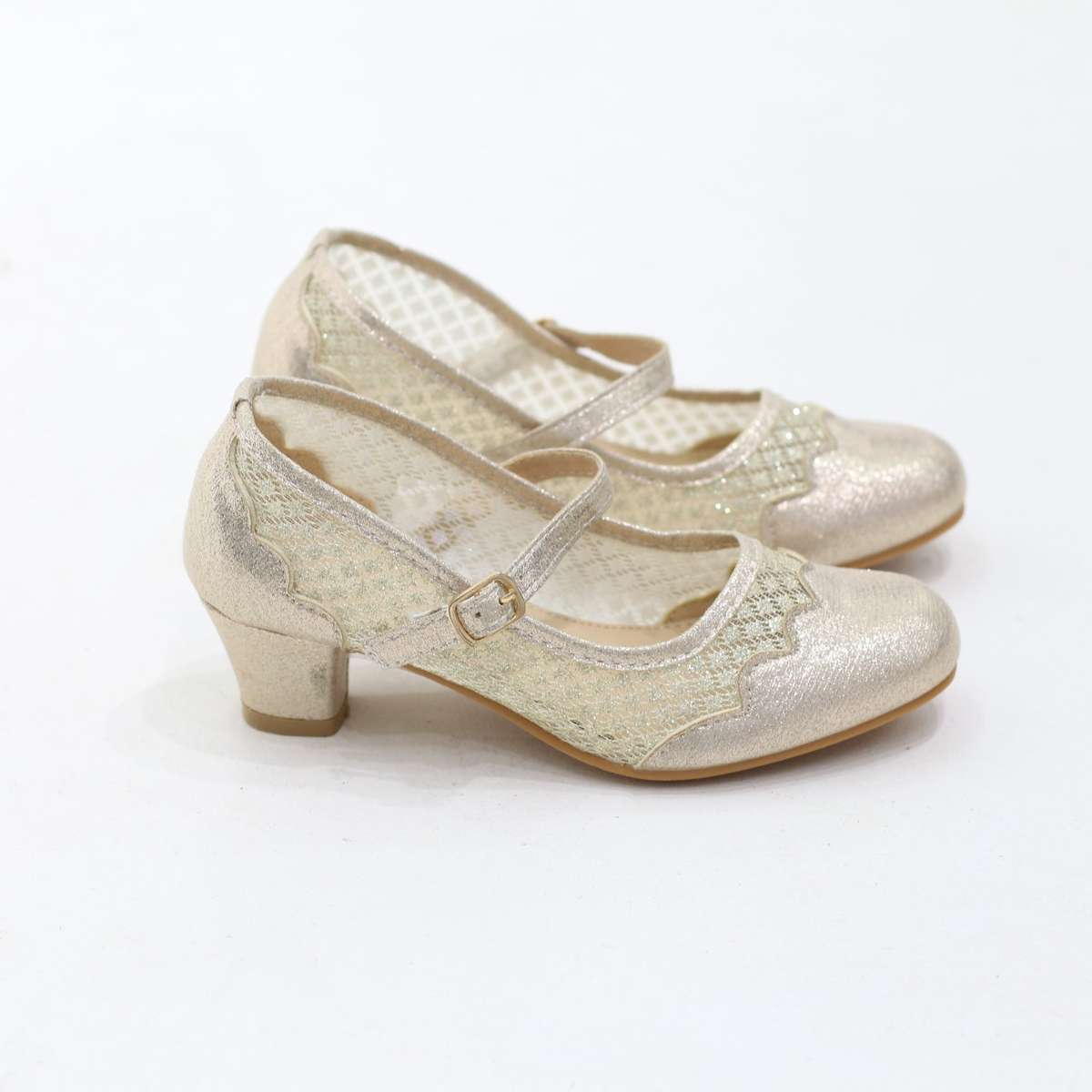 Song elegant shimmer strap girl pumps