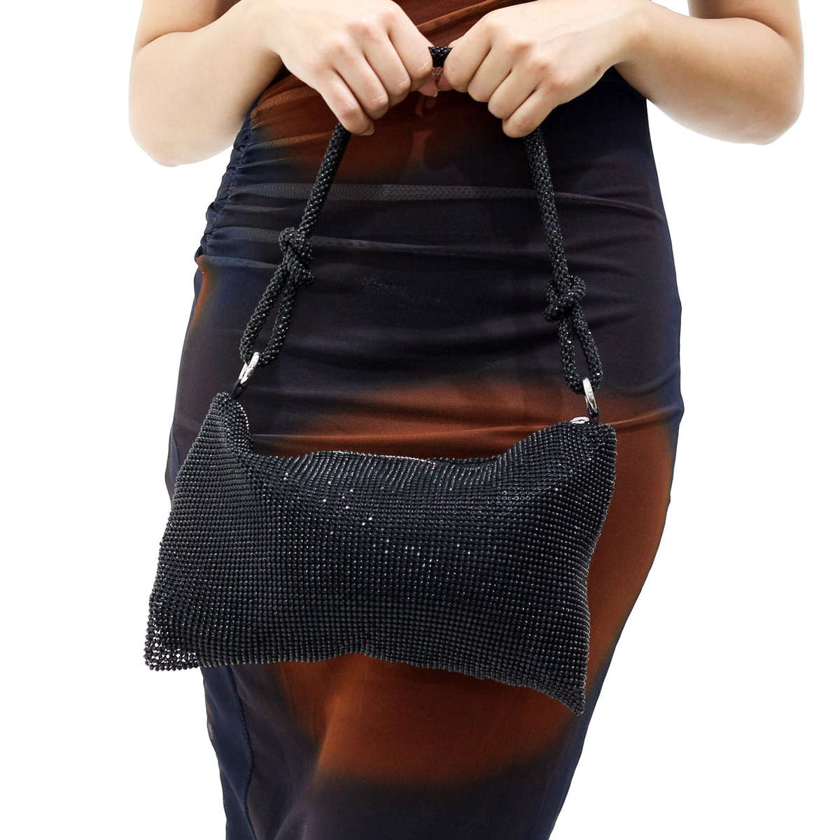 Albite shimmering shoulder bag with knotted strap