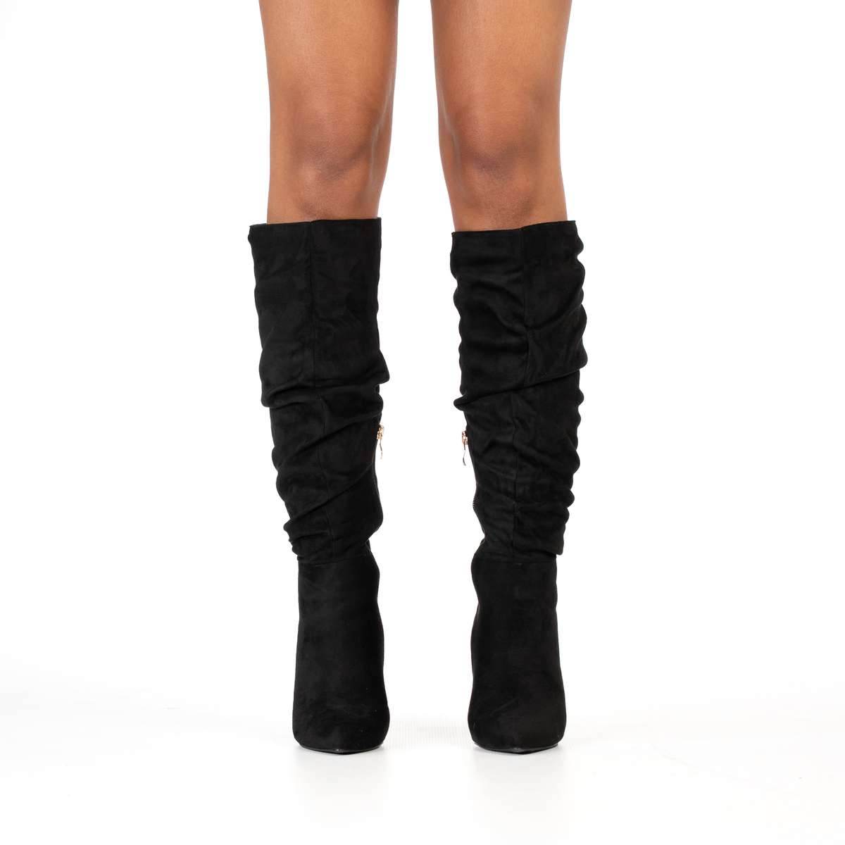 Kai women's slouchy heeled over-the-knee black suede boots