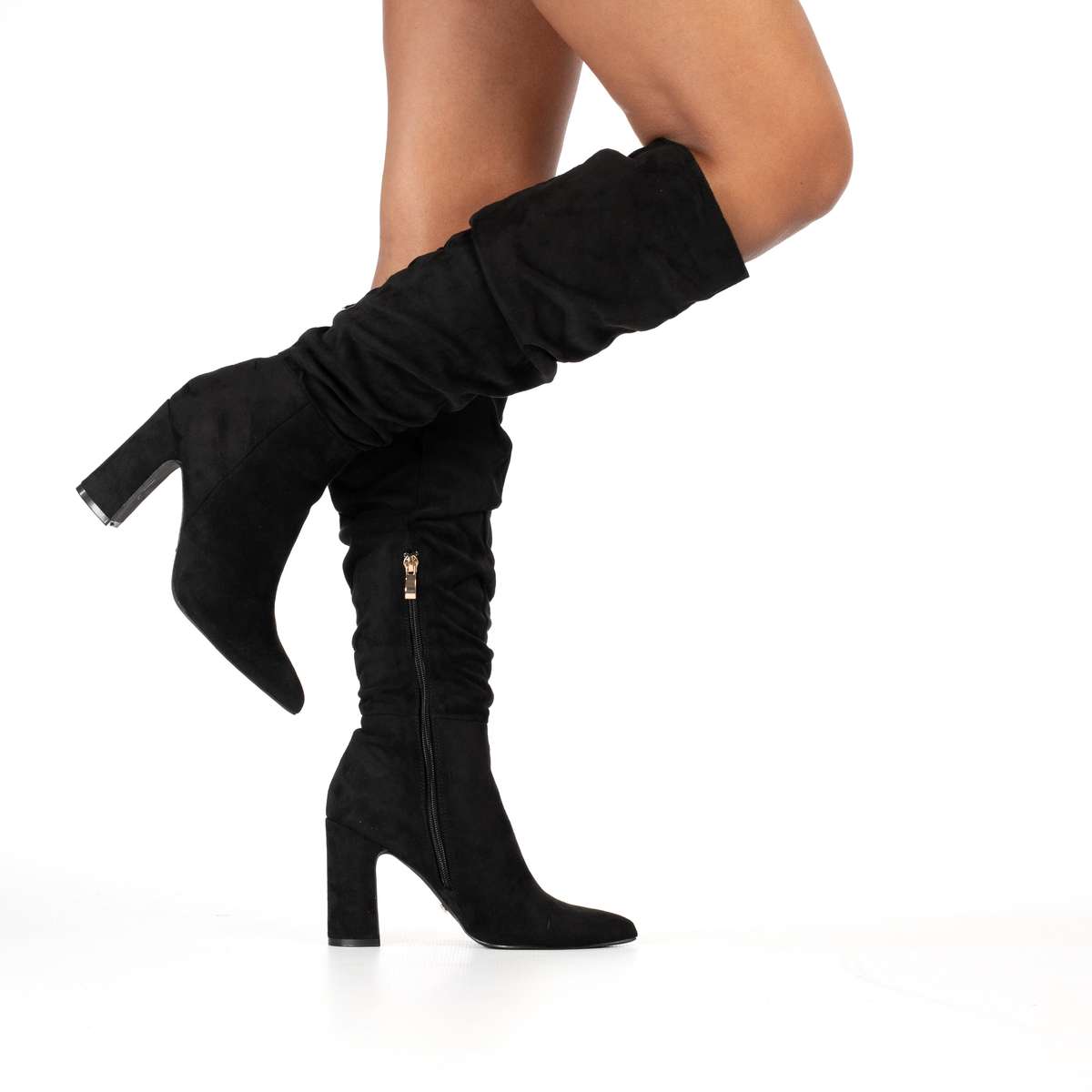 Kai women's slouchy heeled over-the-knee black suede boots