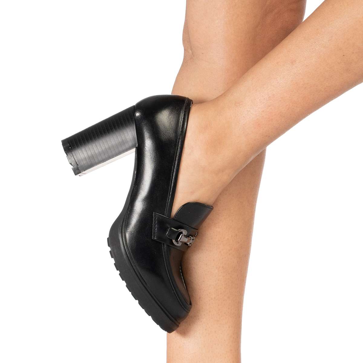 Lidiya polished penny loafer with classic metal detailed
