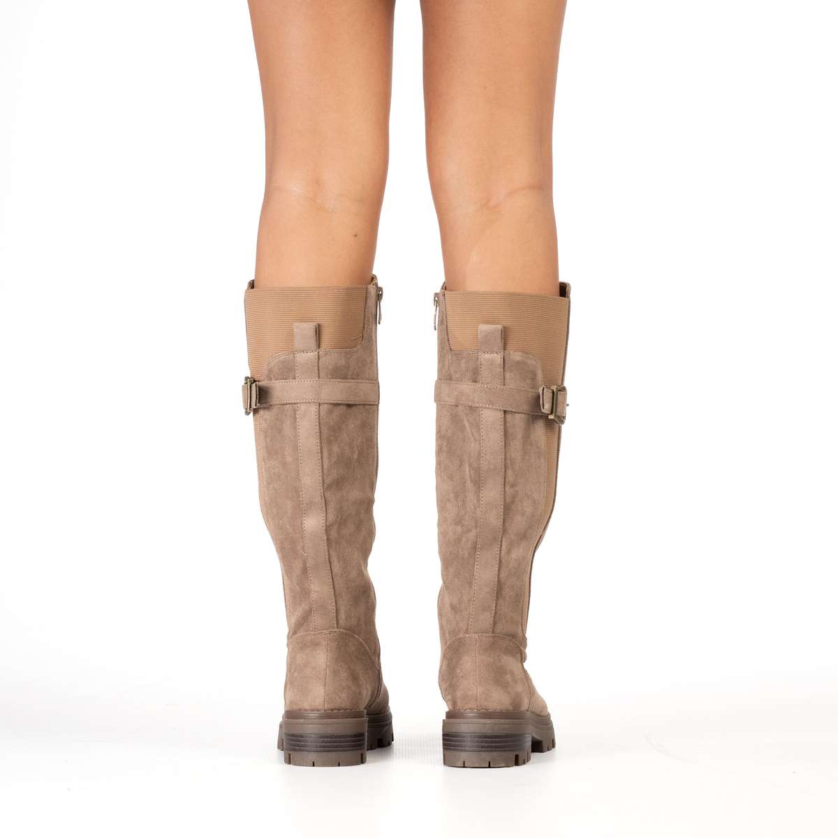 Raya women's Chunky knee-high boots with bold buckle detail
