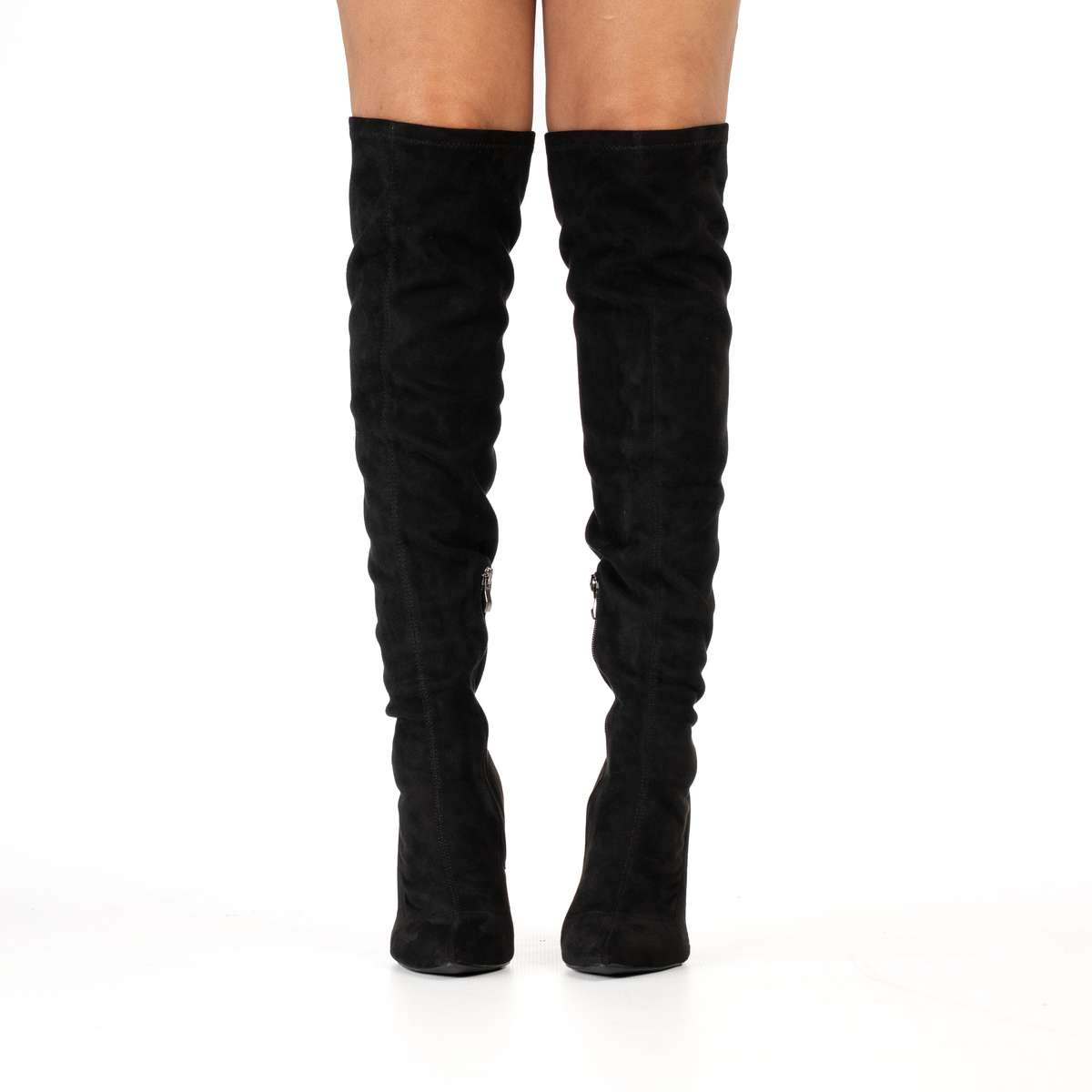 Rowan women's sleek black over-the-knee stiletto heel boots black micro