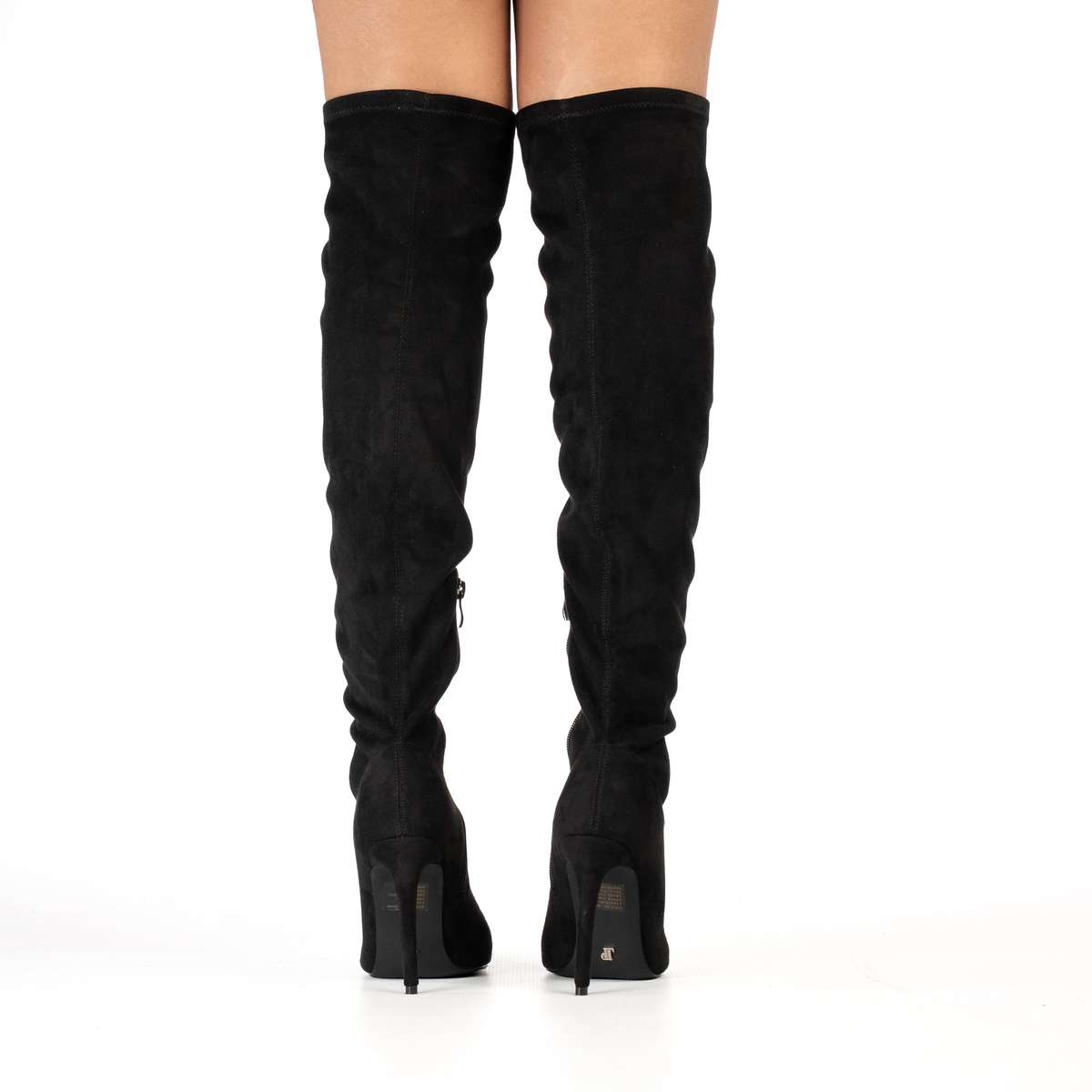 Rowan women's sleek black over-the-knee stiletto heel boots black micro