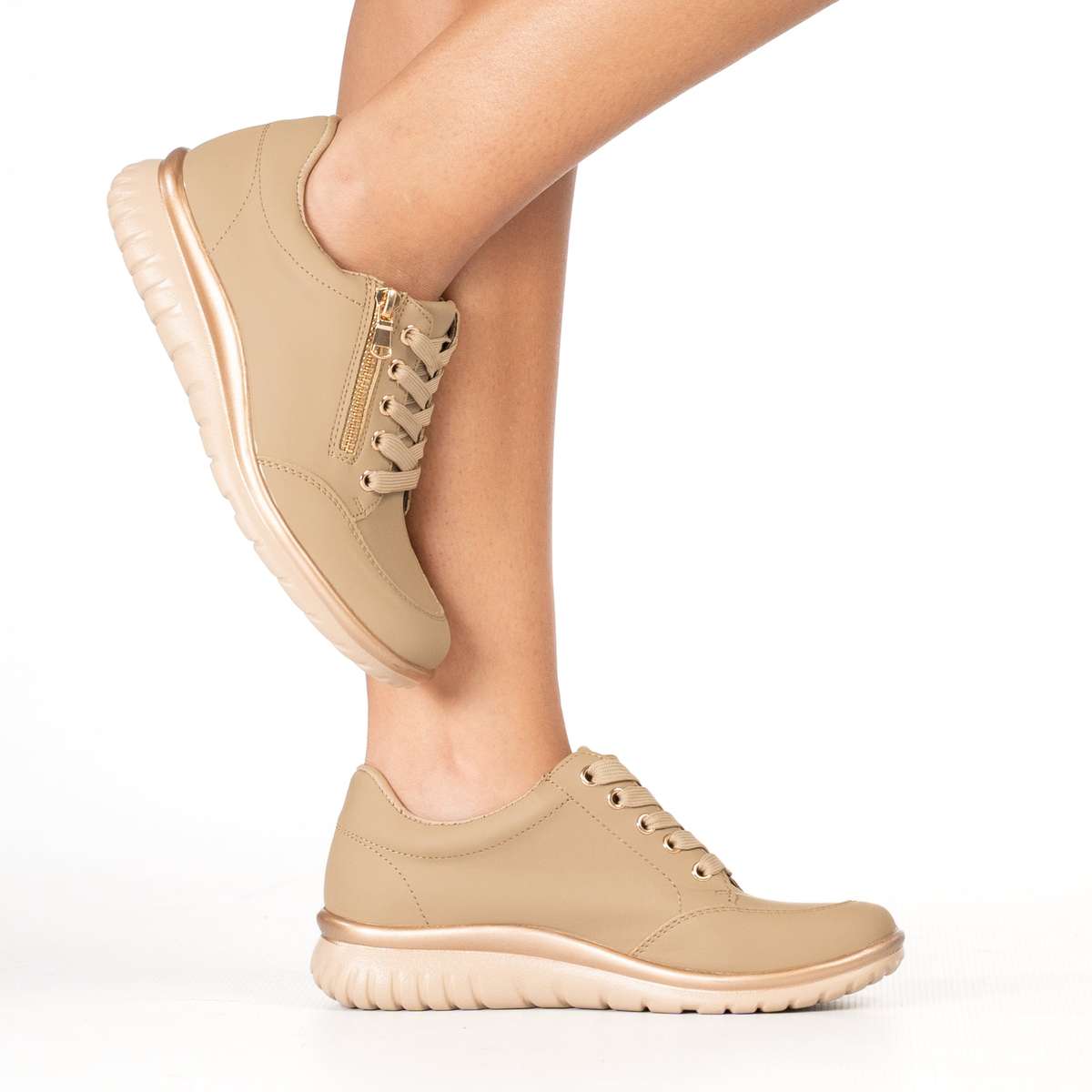 Atiya women's suede lace-up sneaker with side zipper
