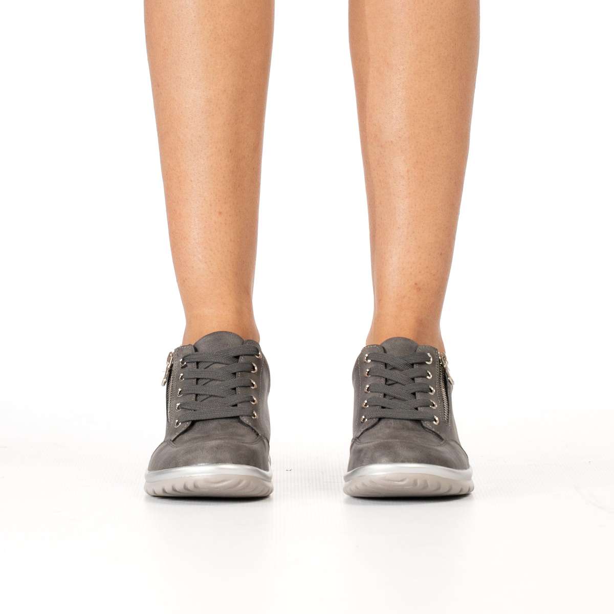 Atiya women's suede lace-up sneaker with side zipper