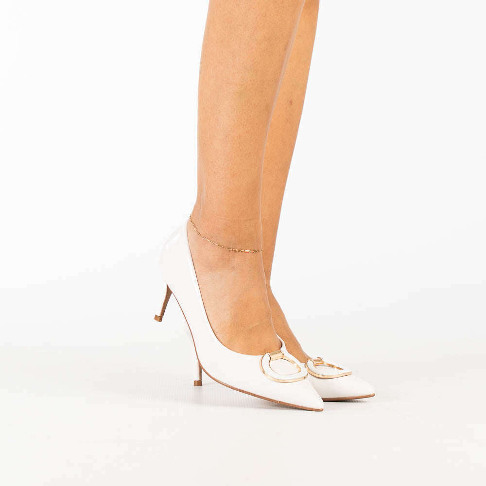 Platinum women's elegant pointed heel with refined buckle detail