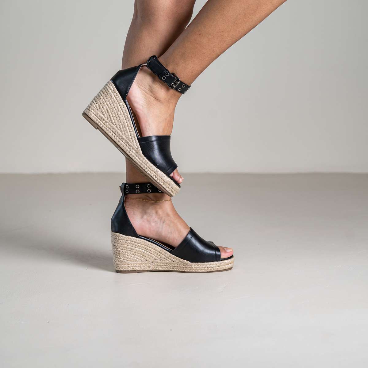 Mitohi wedge sandals with ankle strap and open toe