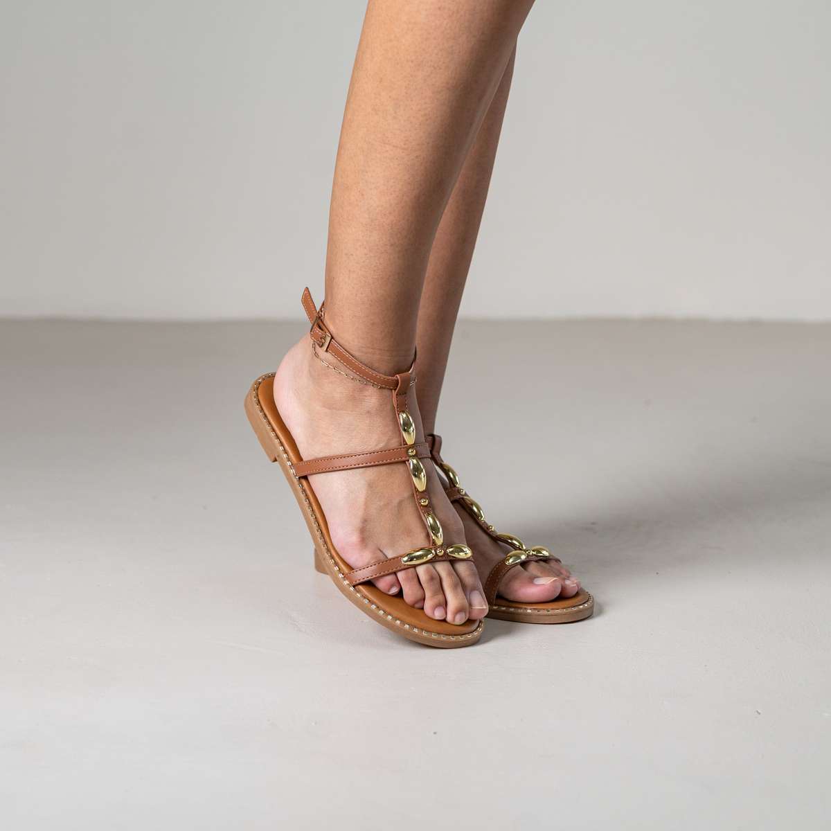 Kenton strappy sandal with gold decorative beads