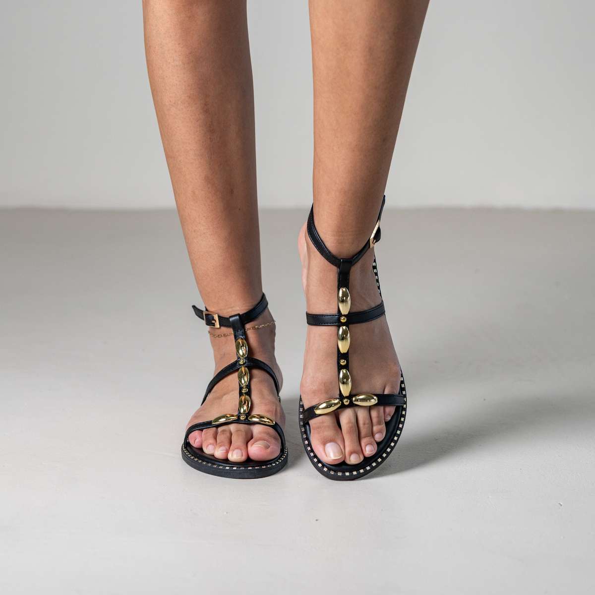 Kenton strappy sandal with gold decorative beads