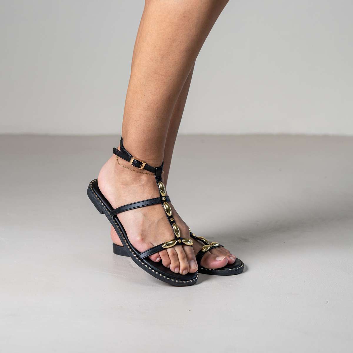 Kenton strappy sandal with gold decorative beads