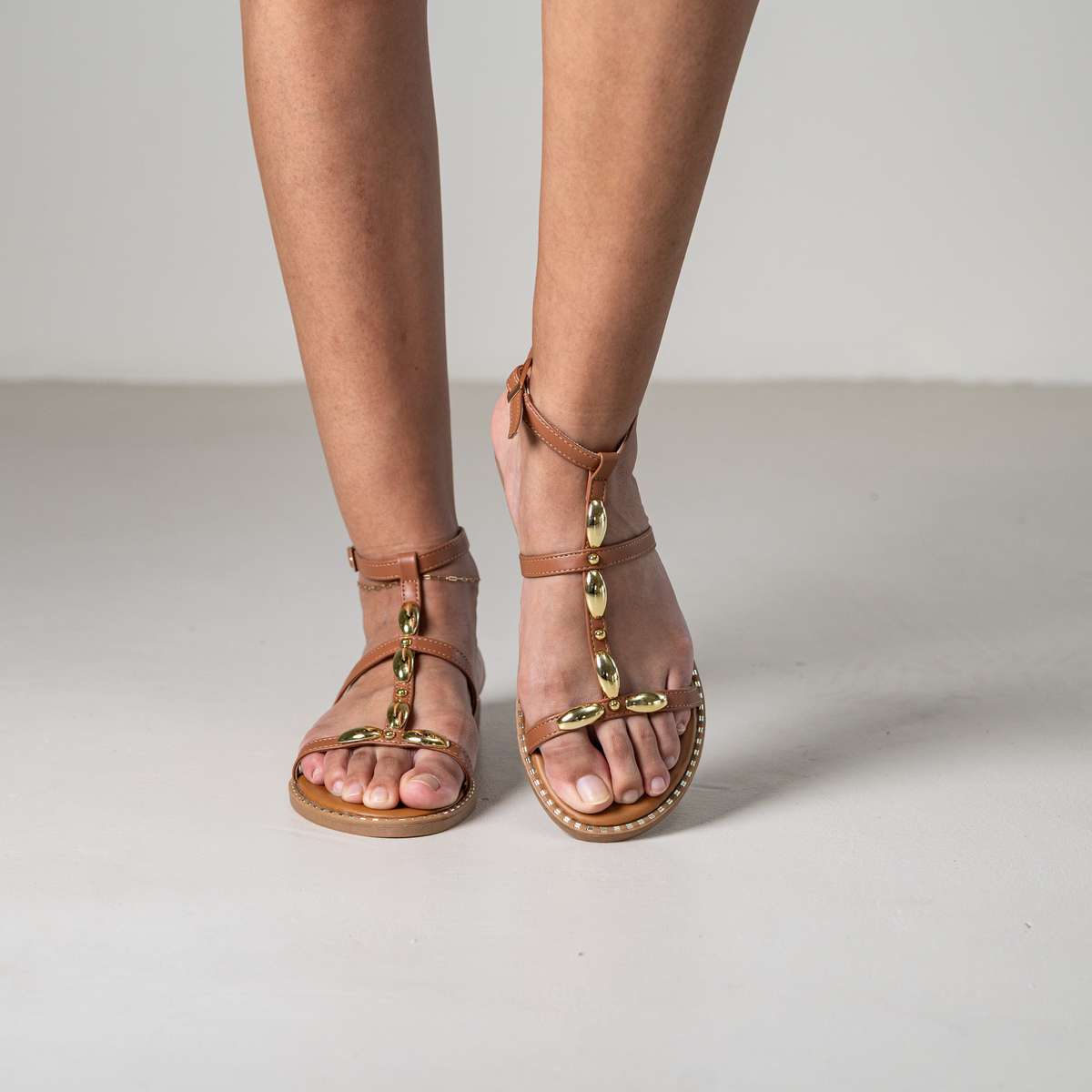 Kenton strappy sandal with gold decorative beads