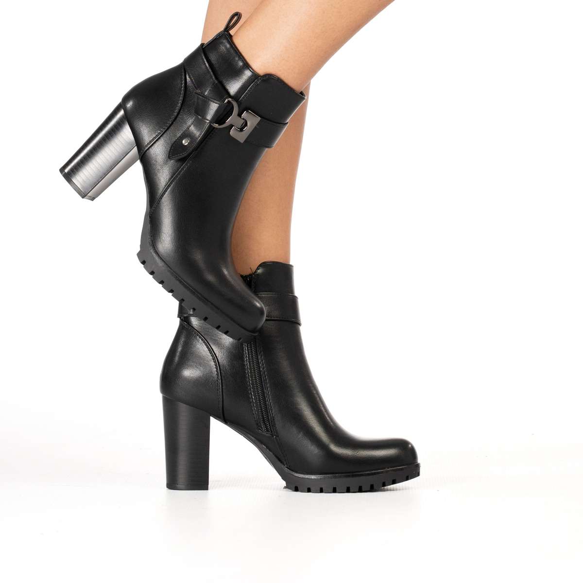 Zolda women's edgy ankle boot with gold zip detail