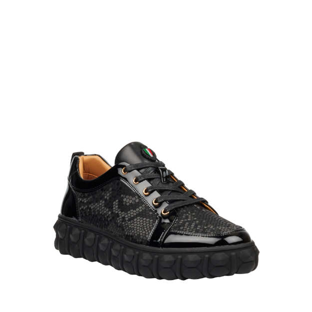 Mazerata Pigale37 faux patent/ snake black mens