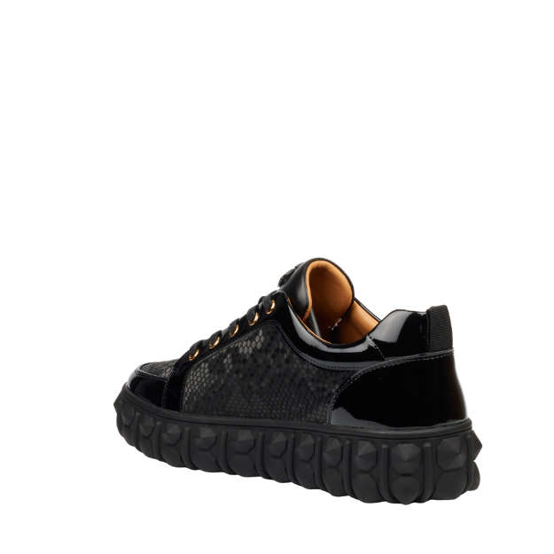 Mazerata Pigale37 faux patent/ snake black mens