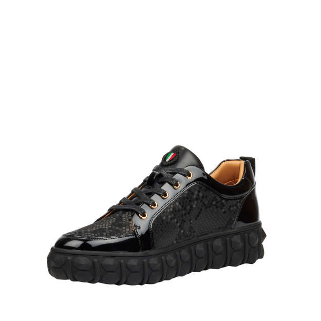 Mazerata Pigale37 faux patent/ snake black mens