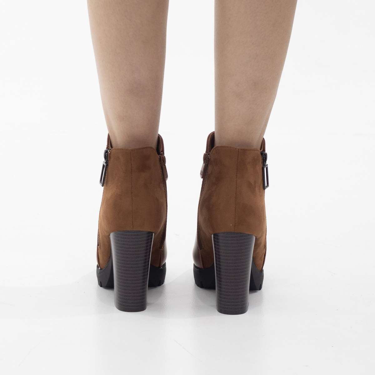 Uplift 10cm heel side zip ankle boot tan